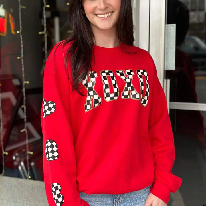 Checkered XOXO Red Sweatshirt