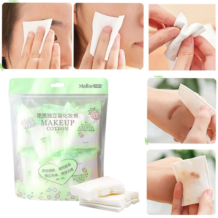 64 Pieces Of Makeup Remover Cotton Portable And Individually Packaged Cotton Disposable Cleansing Cloth Facial Beauty Tools