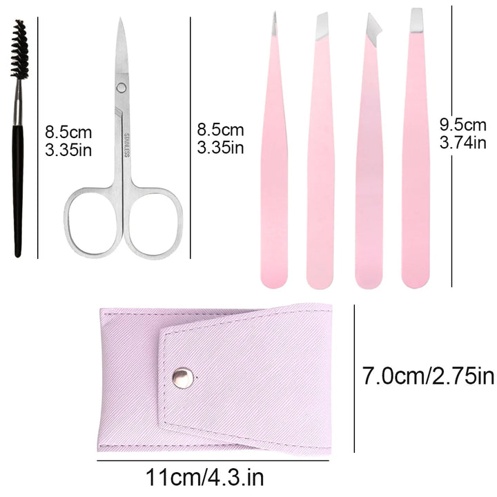 4/6pcs Eyebrow Tweezers Set Stainless Steel Hair Removal Eyelash Clip Point Slant Flat Tip Professional Eyebrow Clip Makeup Tool