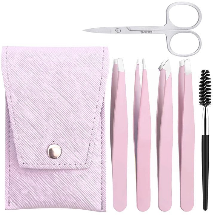 4/6pcs Eyebrow Tweezers Set Stainless Steel Hair Removal Eyelash Clip Point Slant Flat Tip Professional Eyebrow Clip Makeup Tool