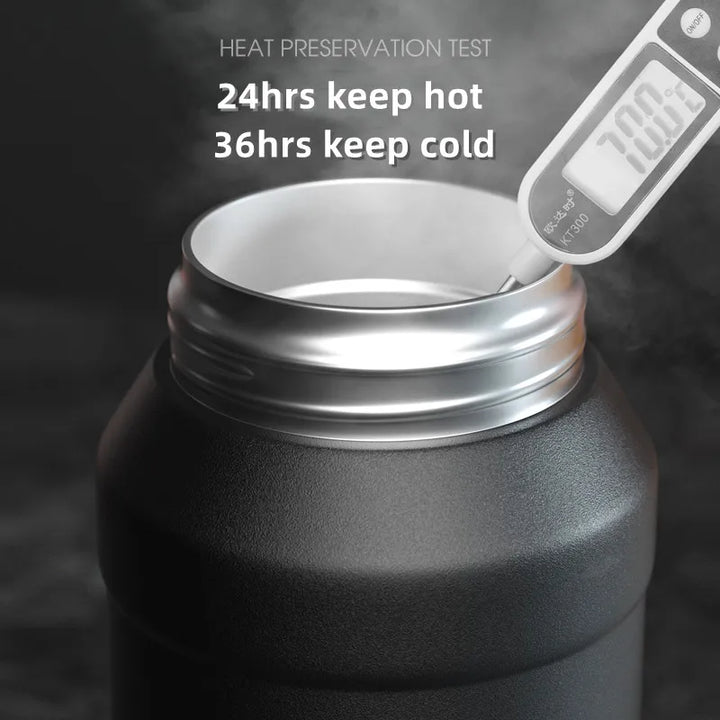 2L Water Bottle Thermos Bottle with Removable Straw, Protable Stainless Steel Water Bottle with Carry Handle for Gym