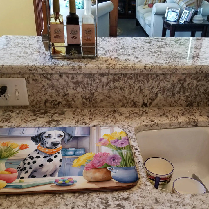 Decorating Easter Dalmatian Dish Drying Mat