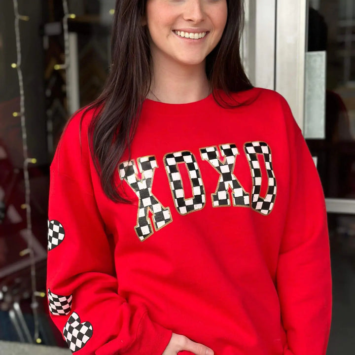 Checkered XOXO Red Sweatshirt